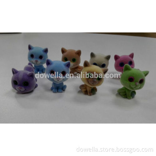 cute small plastic pvc flocking cat toy figurine 8 styles